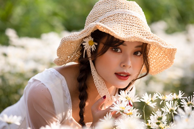 woman, model, flowers