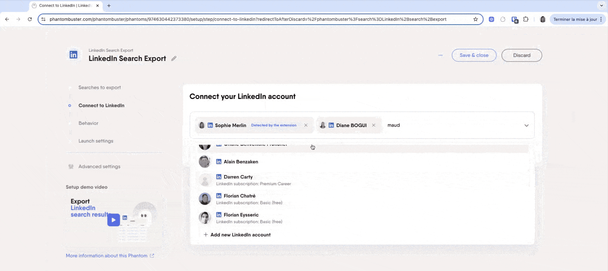 PhantomBuster's Sales Navigator Search Export extracts up to 2,500 results per search