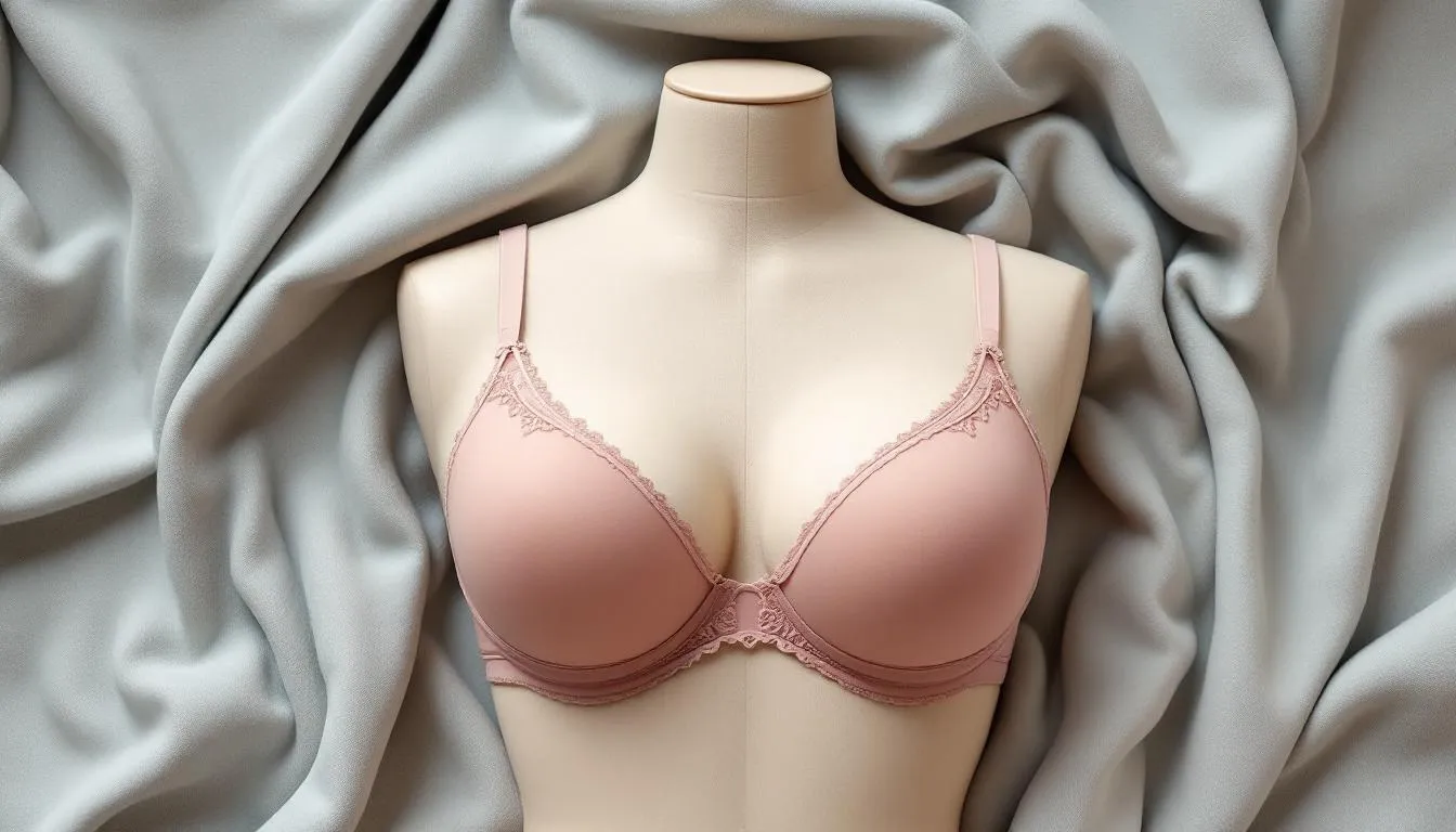 A side-by-side comparison of B cup and C cup bras on a mannequin.