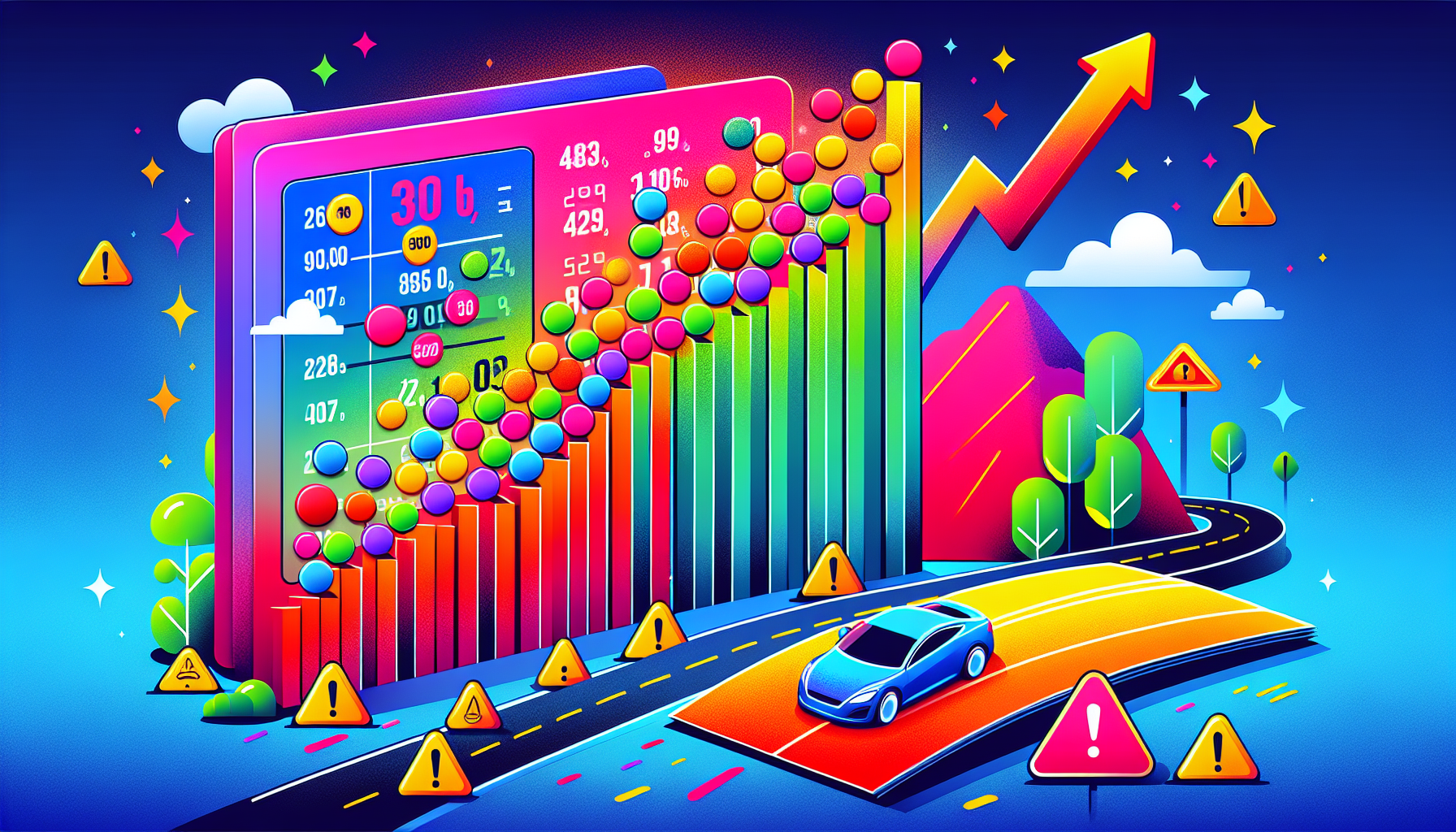 An illustrated representation of the impact of careless driving on driving records and insurance rates.