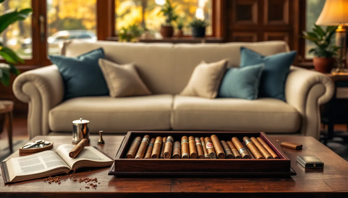 A selection of beginner-friendly cigars showcasing various sizes and wrappers.