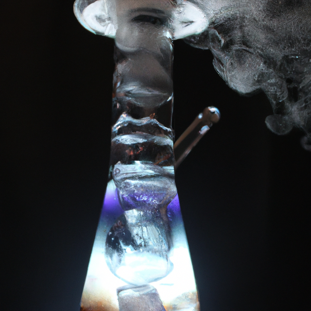 Image showcases adding ice cubes to a glass bong for cooler smoke and smooth hits