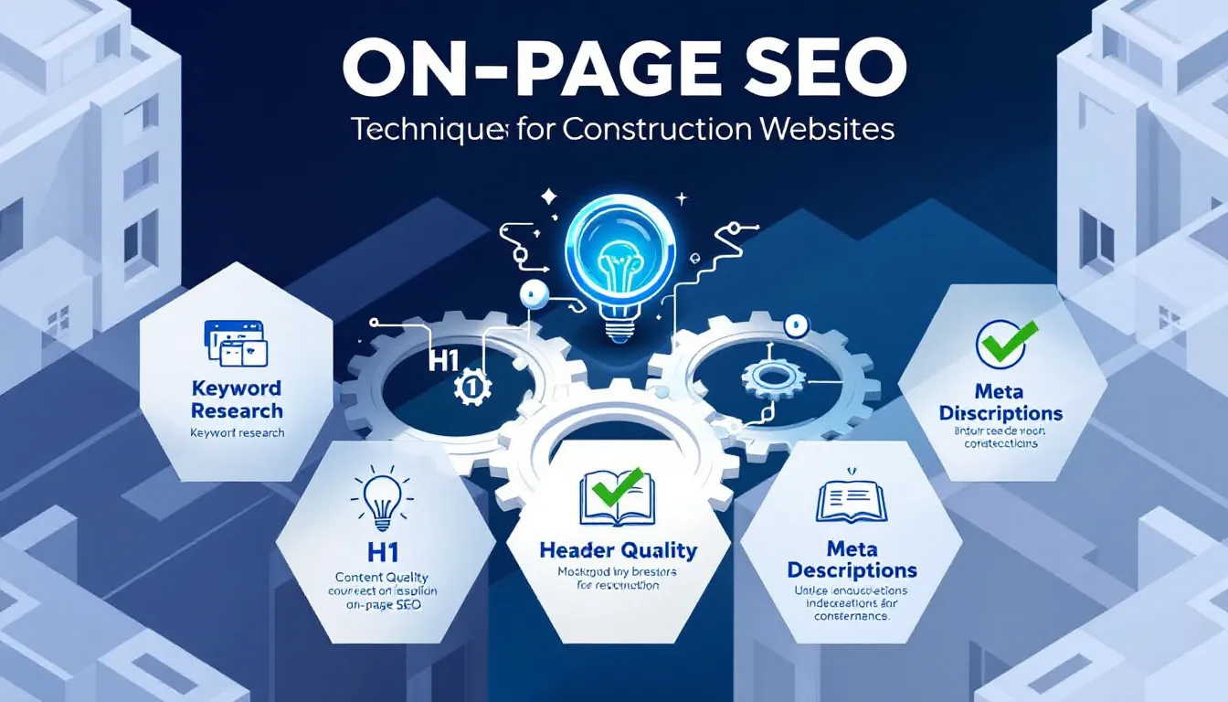 A diagram showing on-page SEO techniques for construction websites.