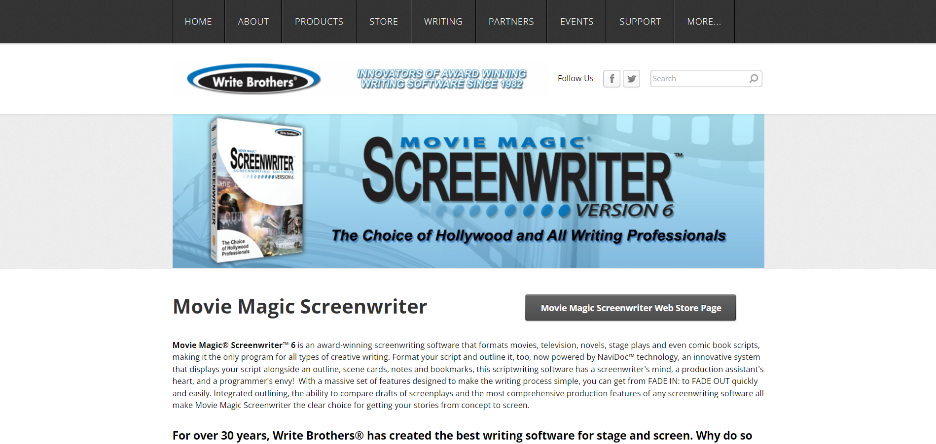 Movie Magic Screenwriter main page