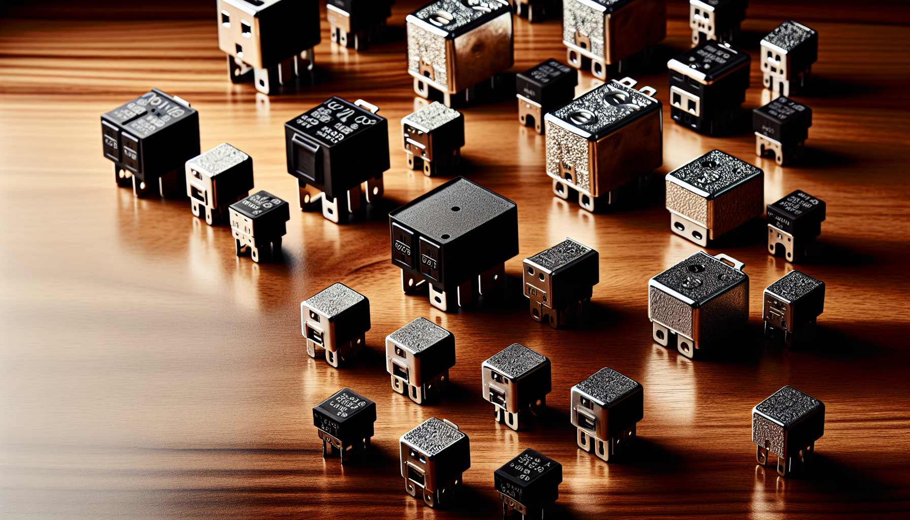 Various car relays on a table