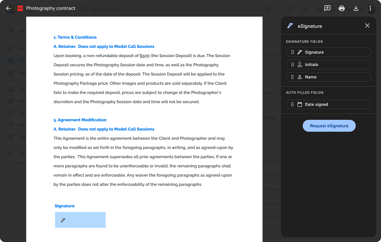 E-signature for Google Workspace Docs