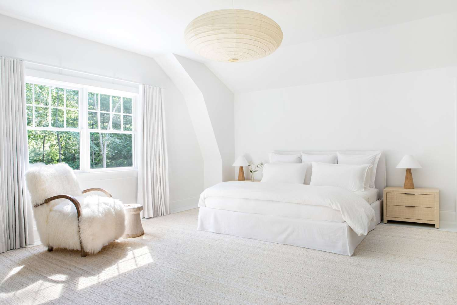 All-white modern minimalist bedroom
