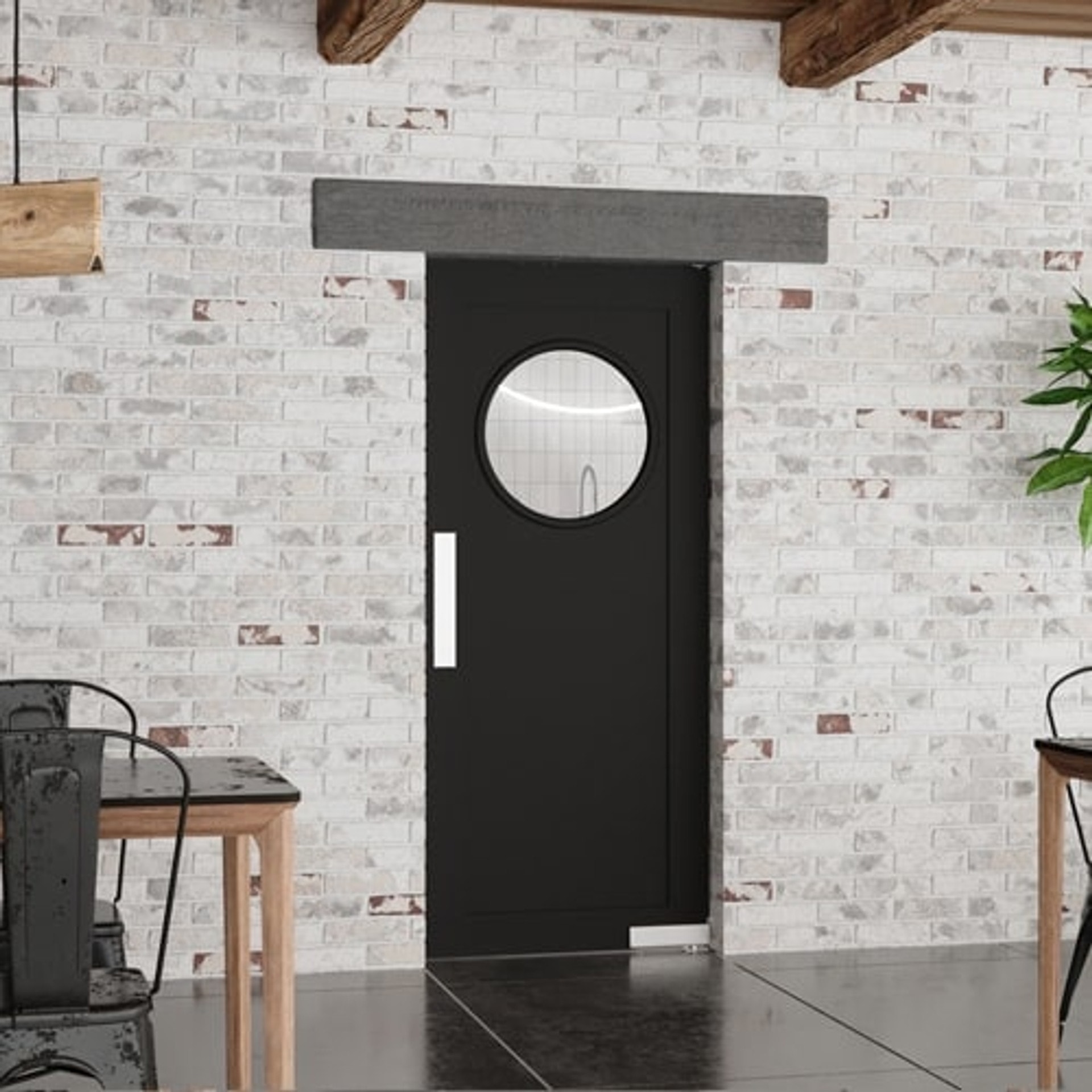 Single Maritime Porthole Nautical Swing Door 