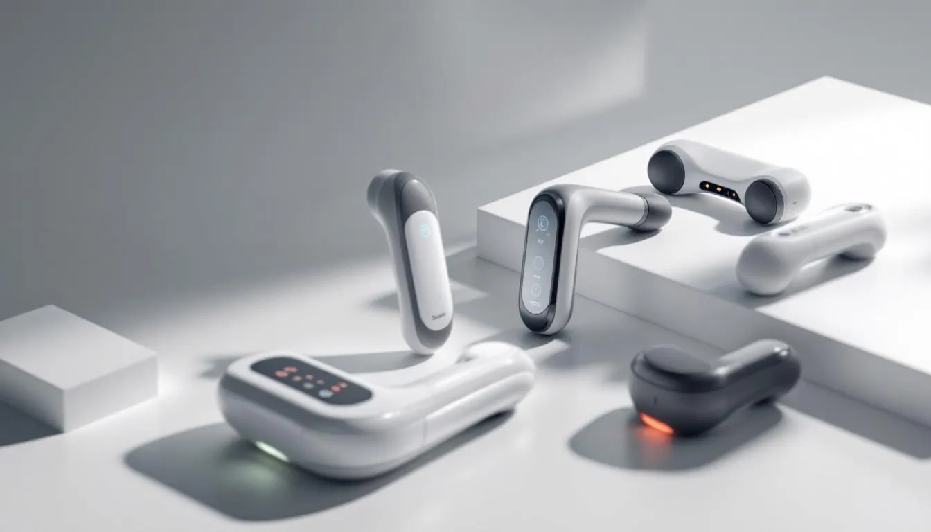 Different types of knee massagers displayed together.