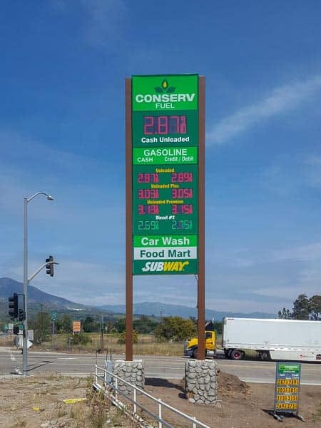 Gas stations use pylon signs since they are highly visible and can get the customers attention while driving.
