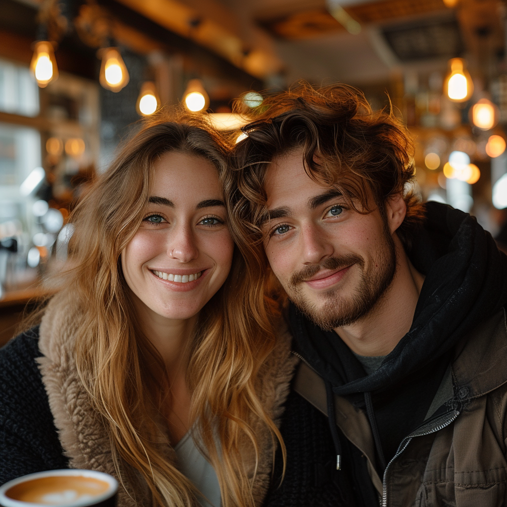 Photo of a couple in a coffee shop