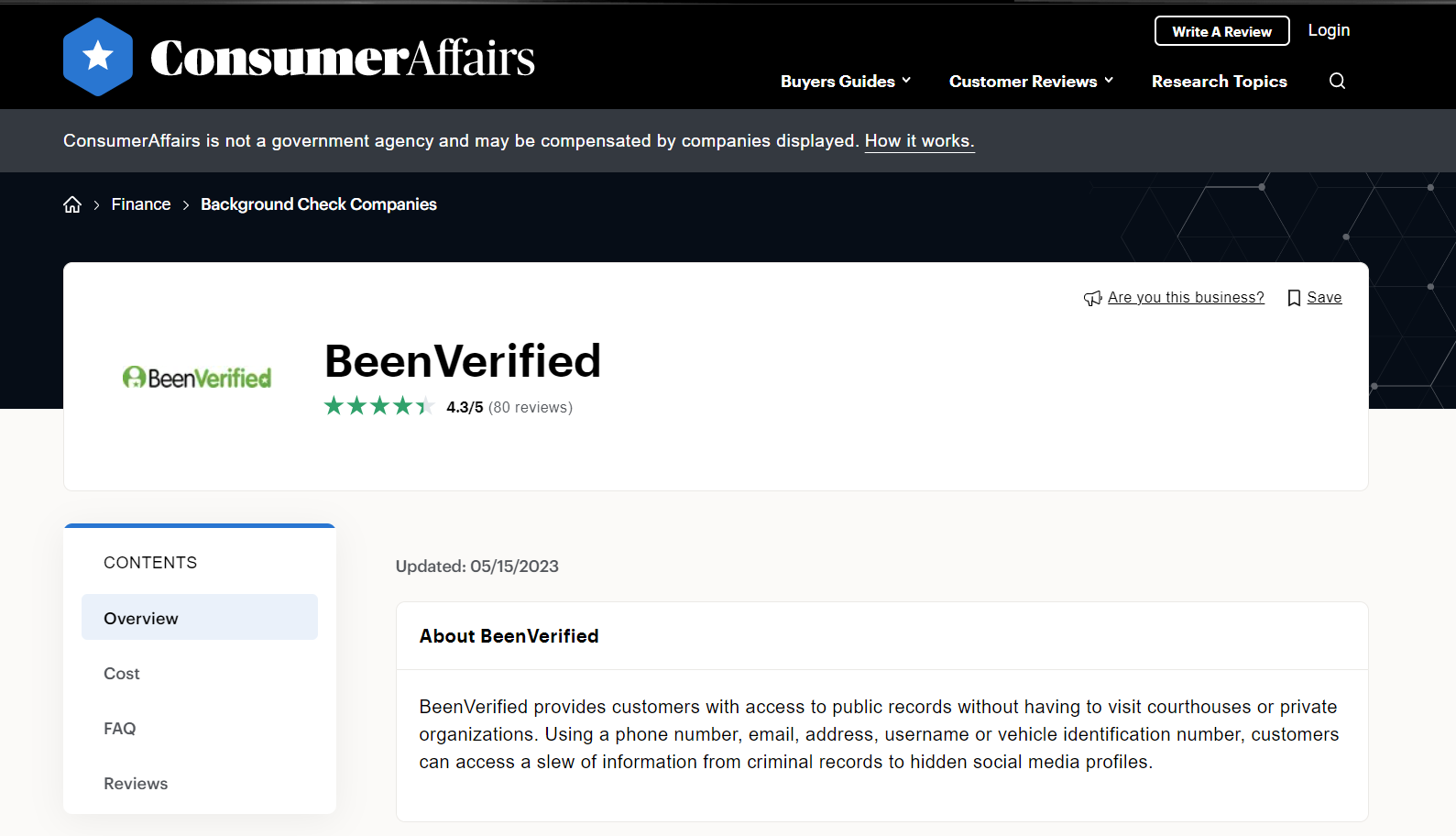 Consumer Affairs Reviews 