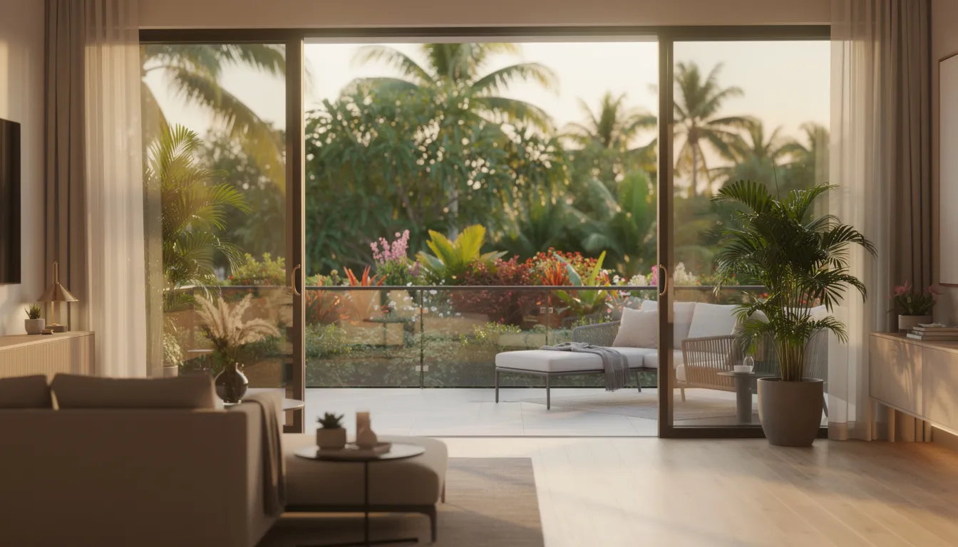 Een modern ingericht appartement met een ruim terras dat uitzicht biedt over een prachtige tropische tuin, ideaal voor een ontspannen leven op Curaçao. Dit appartement is perfect voor iedereen die op zoek is naar luxe en comfort in een toplocatie, zoals Santa Catharina of Coral Estate.