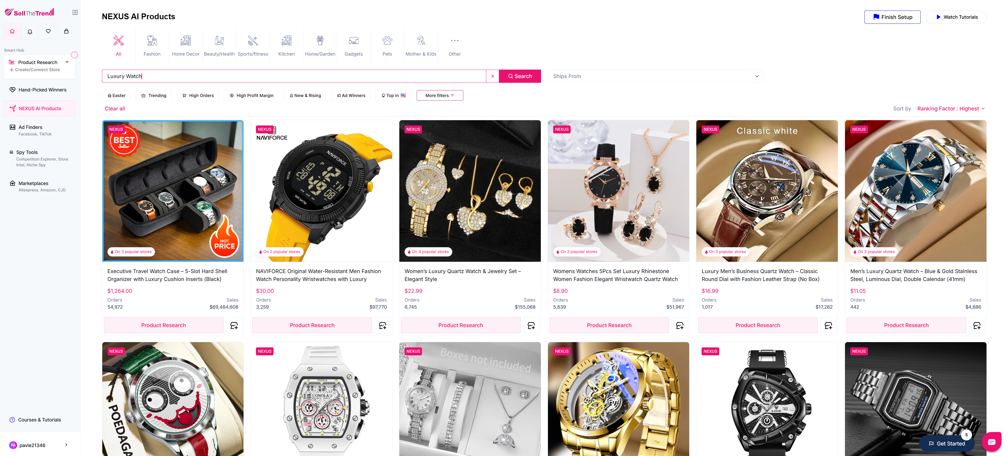 using sell the trend nexus ai to access watch dropshipping in the luxury category