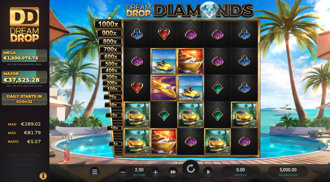 Dream drop Slot med dagliga jackpottar hos casino som bara växer mer och betalas ut senare