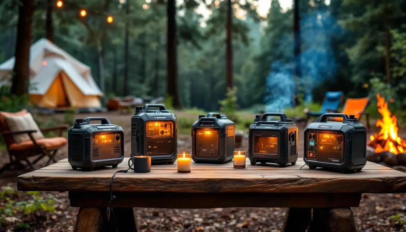 Various top portable generators for camping displayed together.