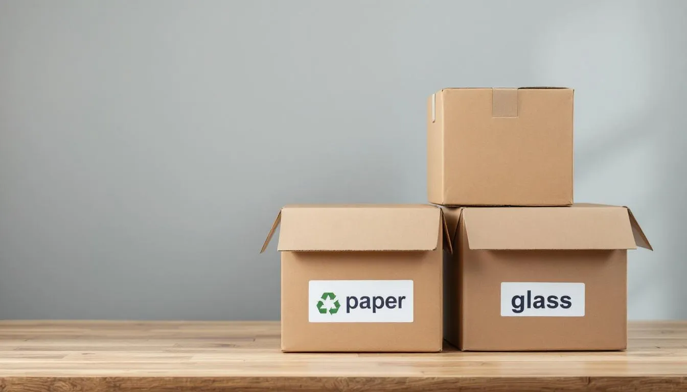 In the image, a collection of recyclable boxes is displayed, showcasing various designs and sizes made from sustainable packaging materials. These eco-friendly packaging solutions emphasize the importance of reducing packaging waste and promoting environmental responsibility.