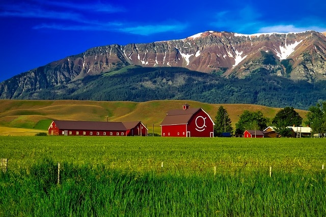 oregon, farm, mountains