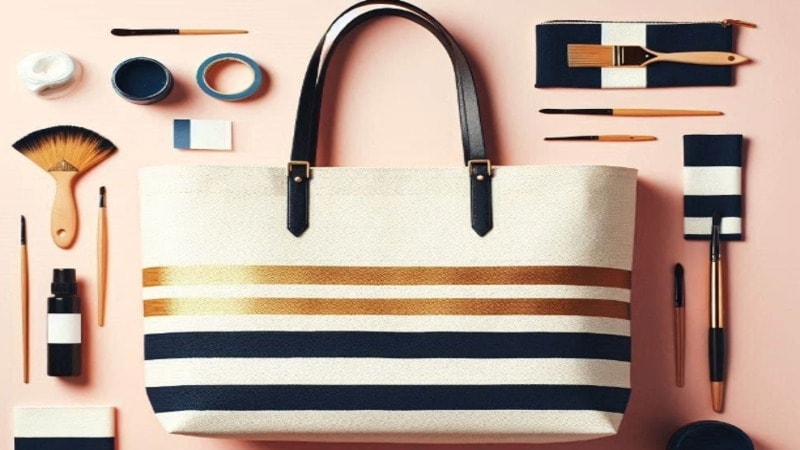 stripes on tote bag