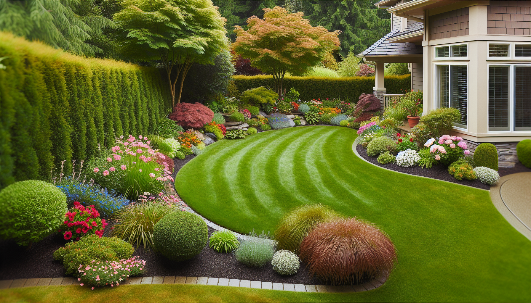 Illustration of a well-kept yard with no potential termite nesting sites