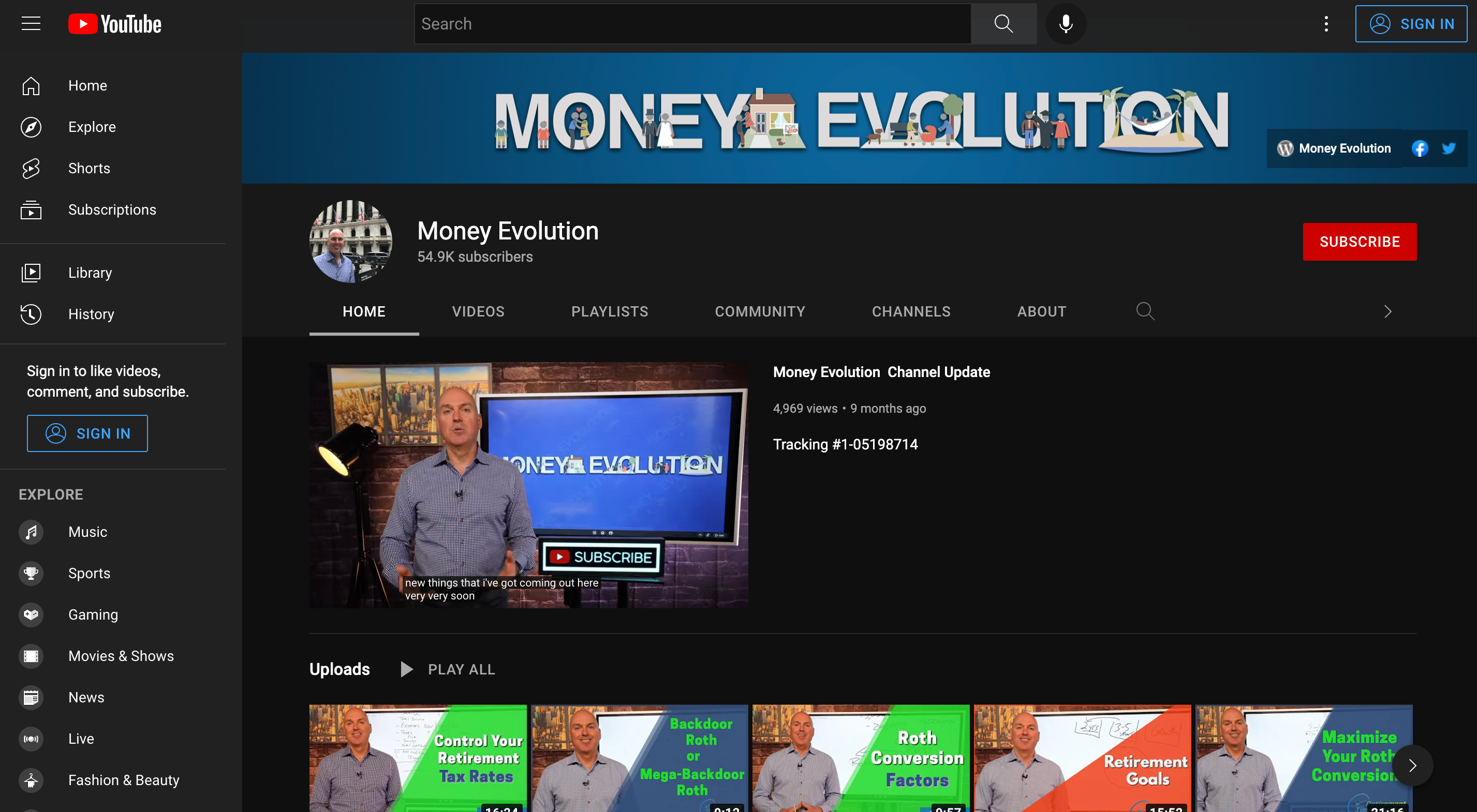 Financial Advisor YouTube Example