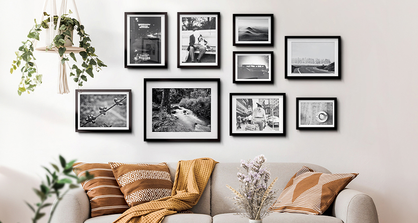 A gallery wall is a great way to add visual texture to a room and fill any empty space on your walls.