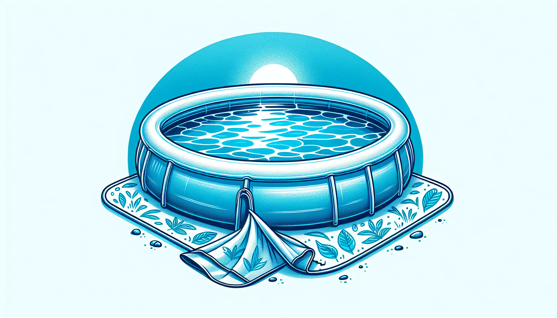 Illustration of a clean blow up pool with a cover