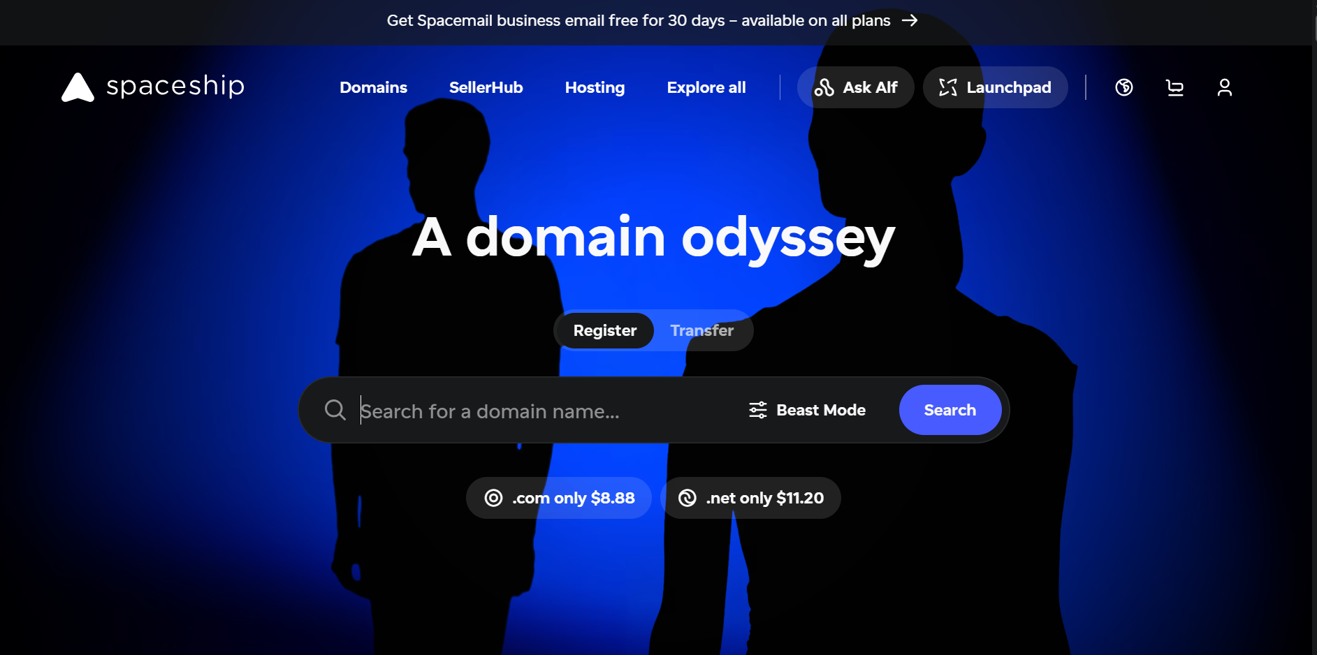 A screenshot of Spaceship.com's Domain page