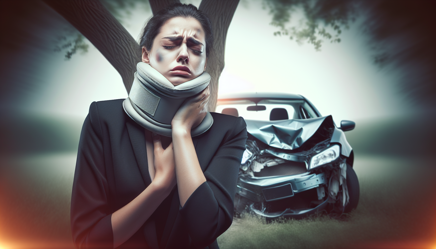 Person with neck pain after car accident