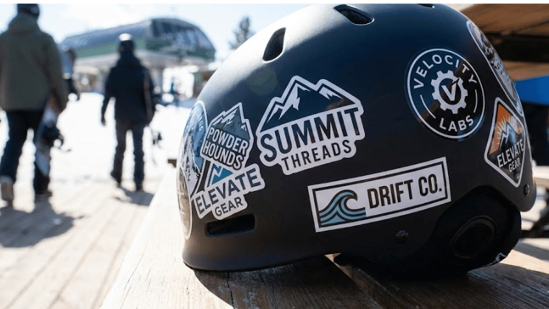 Custom stickers on a helmet