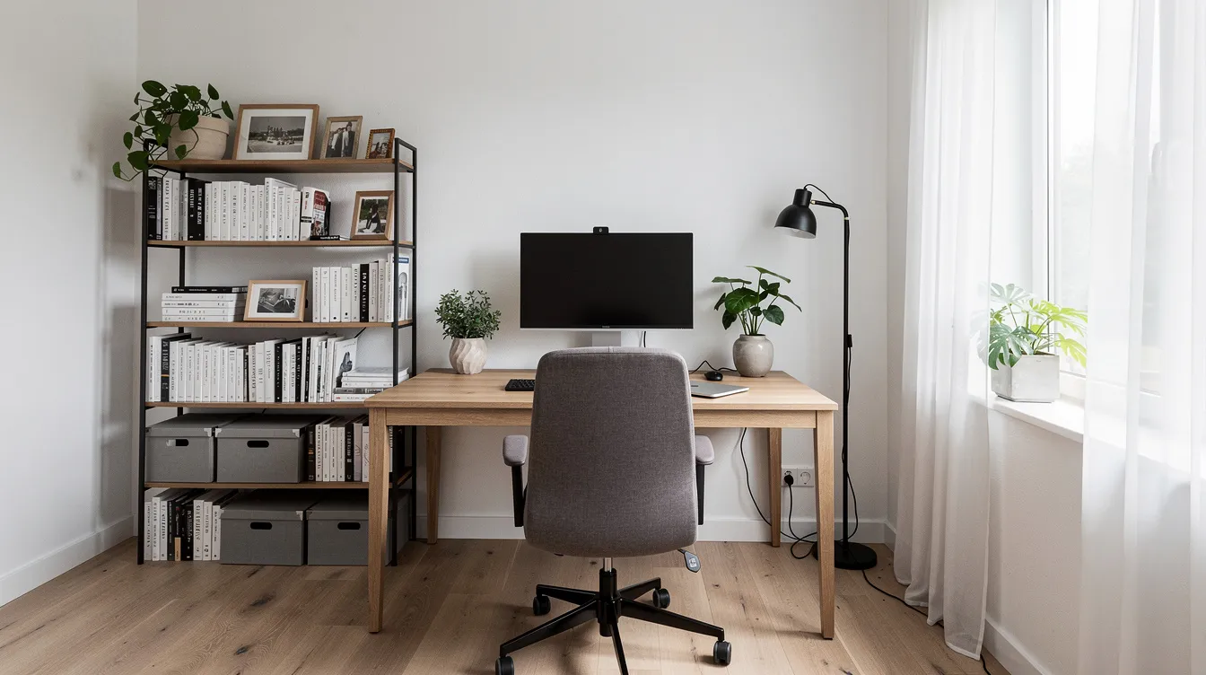 The image depicts a cozy home office setup featuring a desk with a computer, office supplies, and a comfortable chair, ideal for small business owners looking to maximize their home office deduction. This space reflects the concept of a productive work environment where individuals can manage their taxable income and business expenses efficiently.