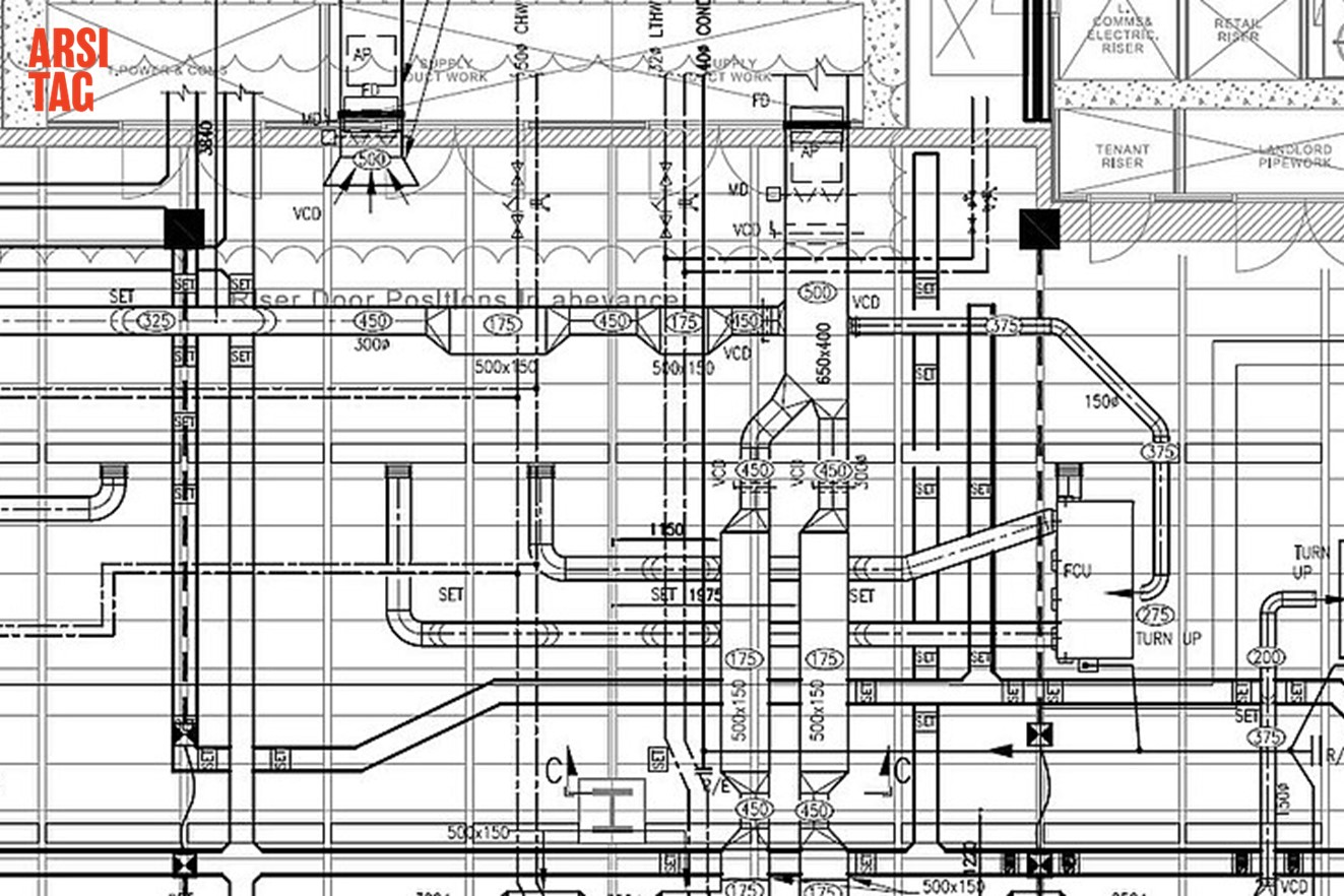 Gambar teknis MEP oleh kontraktor mekanikal elektrikal plumbing, via Wikipedia Commons