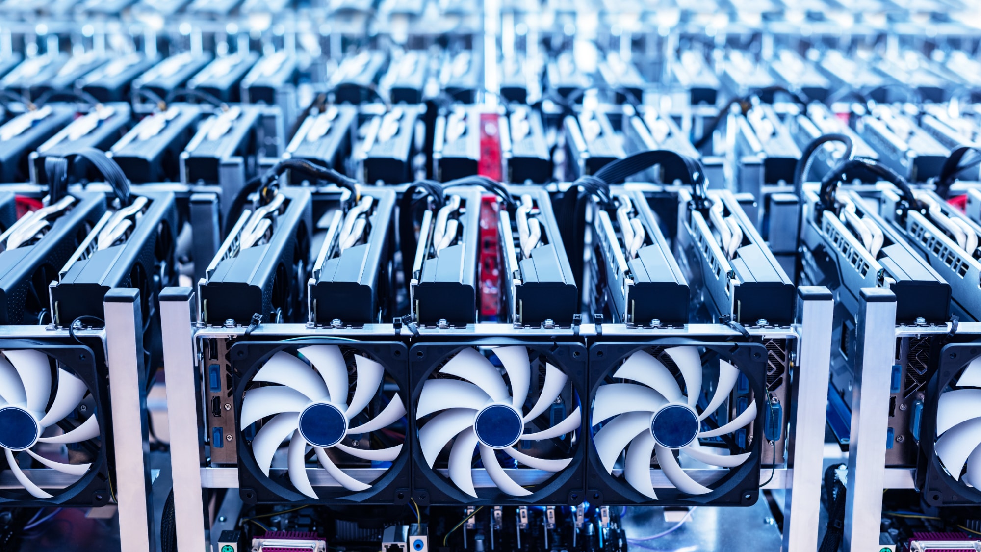 An image of GPU farms in the crypto mining industry.