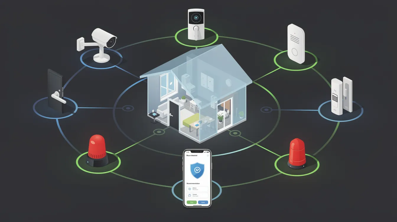 Smart home technology devices enhancing home security.