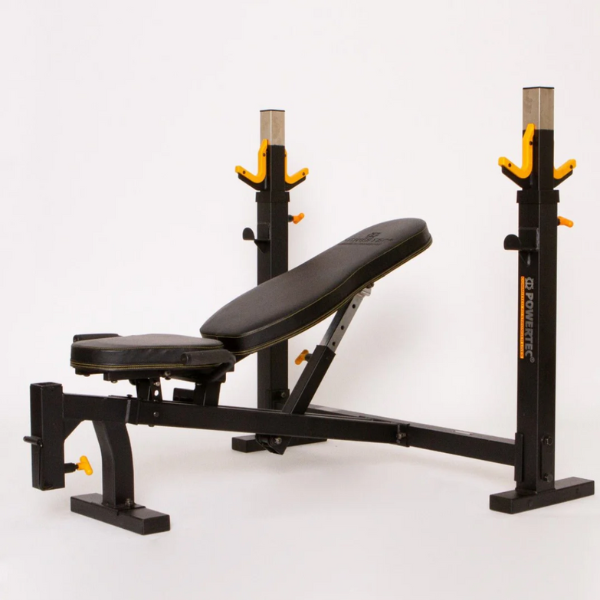 Picture of a Workbench Olympic Bench in a home gym.