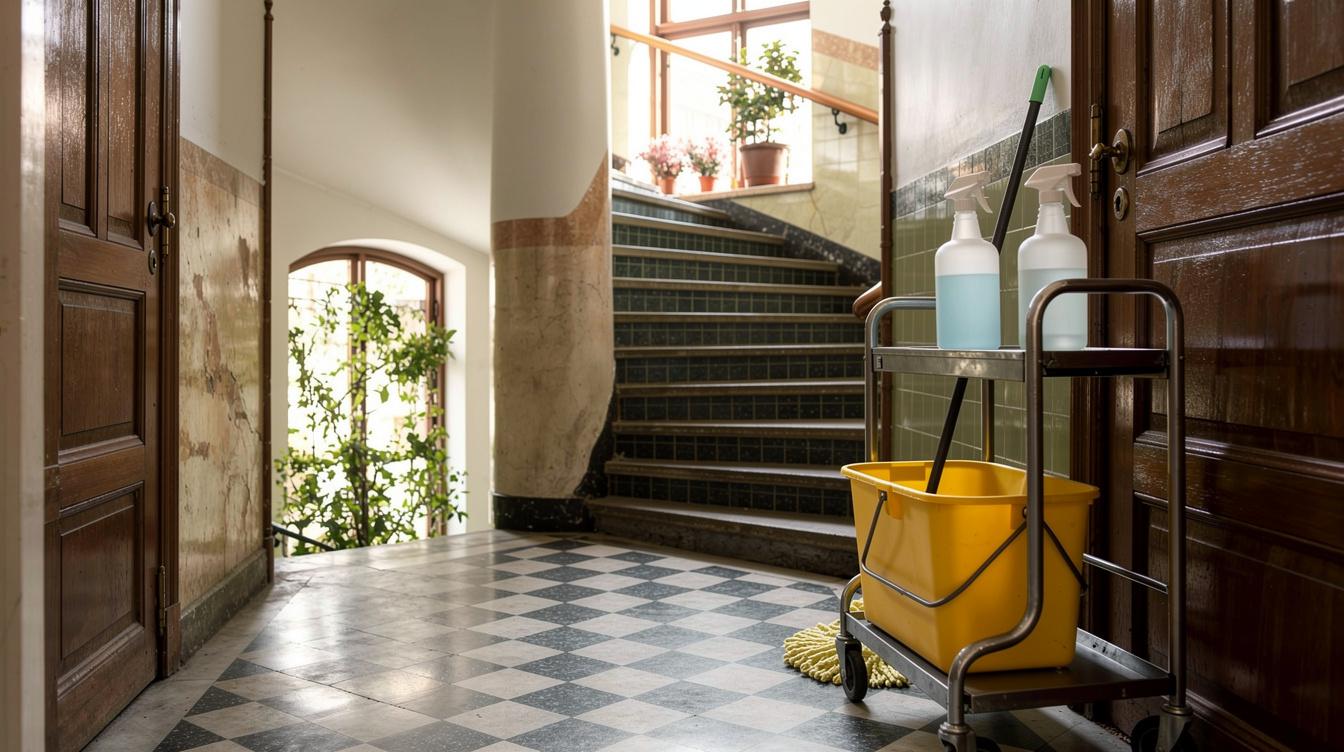 Vackert trapphus under städning av Sekants trapphusstädning Malmö