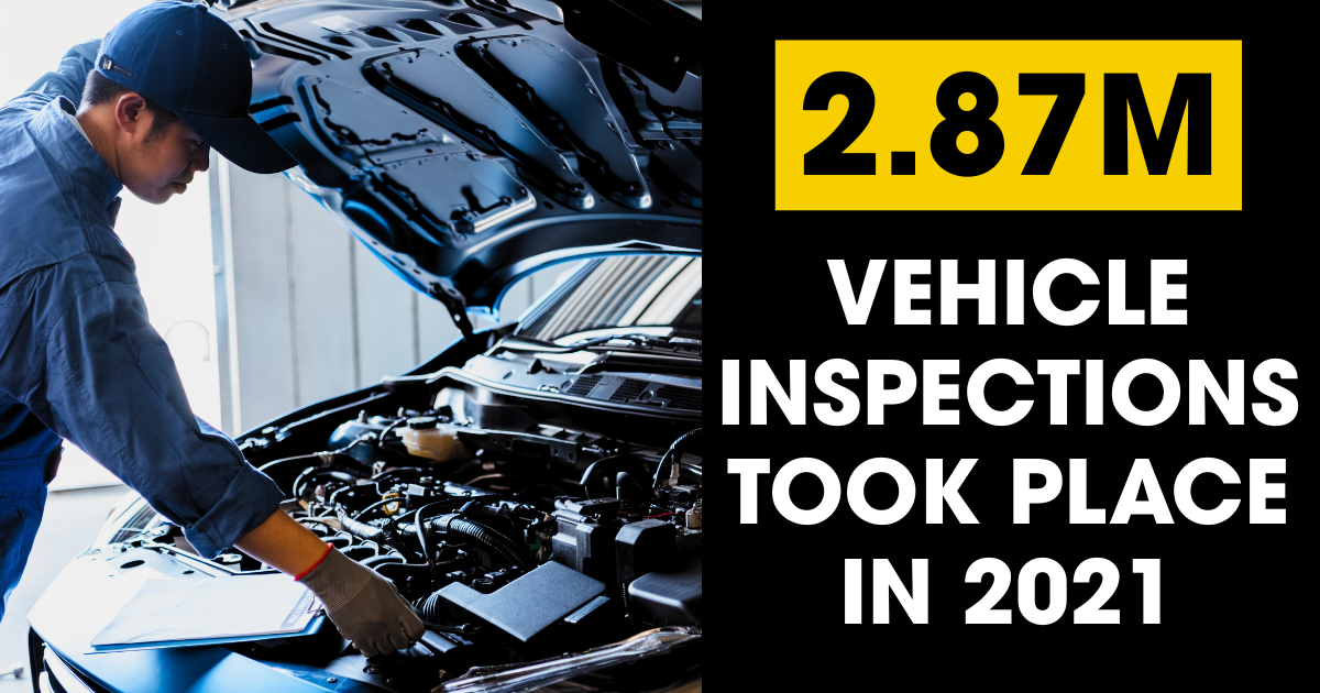 Vehicle inspections conducted in 2021, showcasing a car being inspected at a designated inspection site.