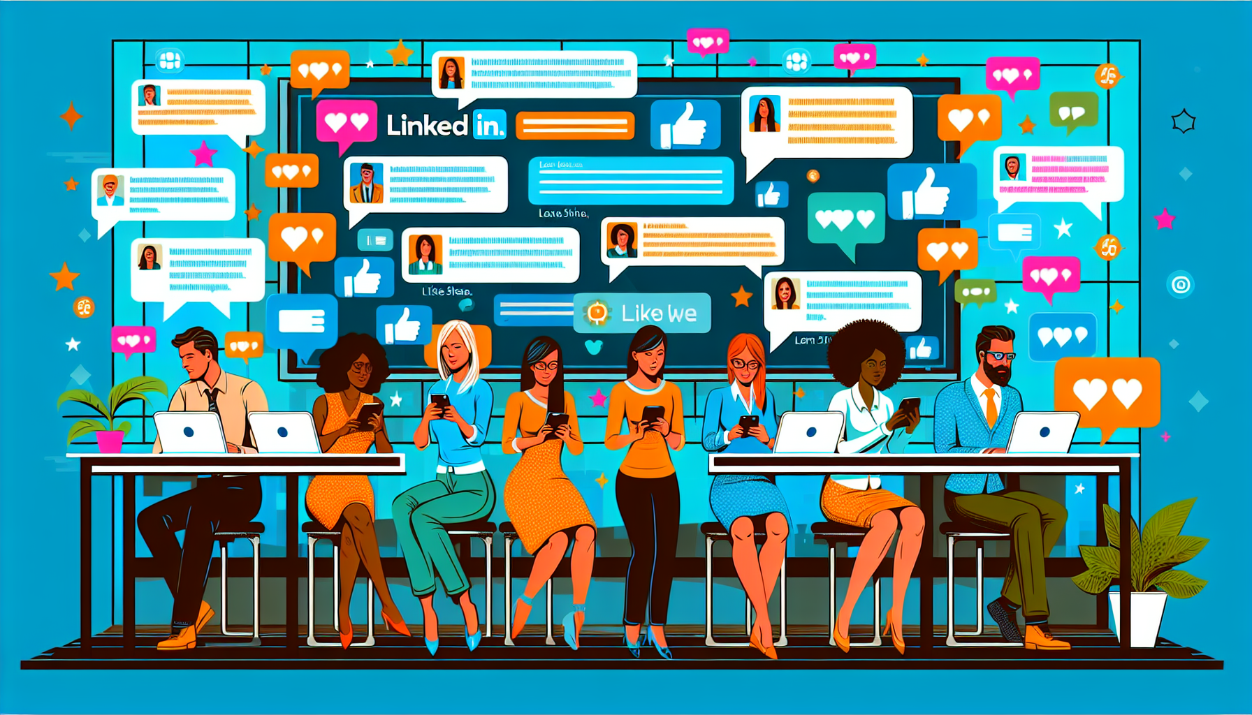 An illustration highlighting the concept of employee advocacy on LinkedIn.