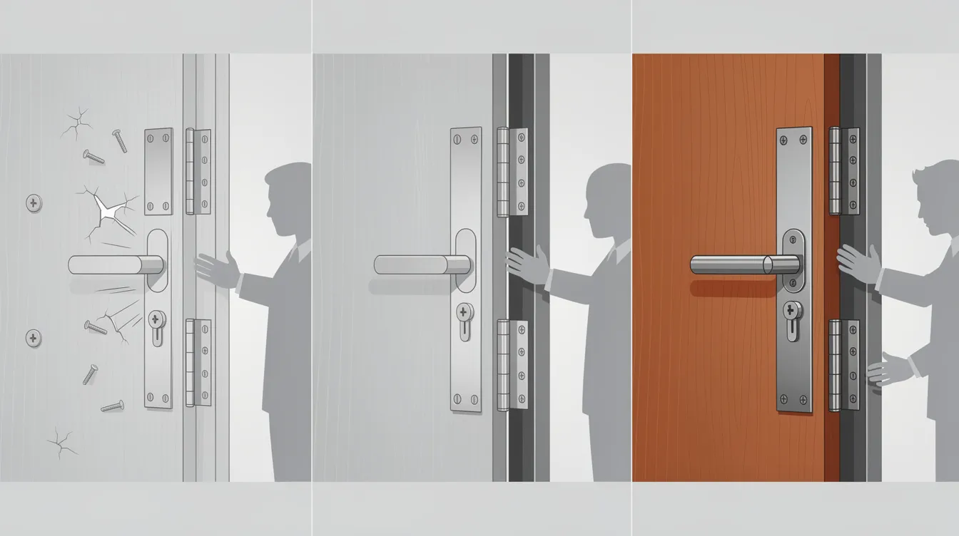 Examples of different ANSI grades affecting door hardware safety.
