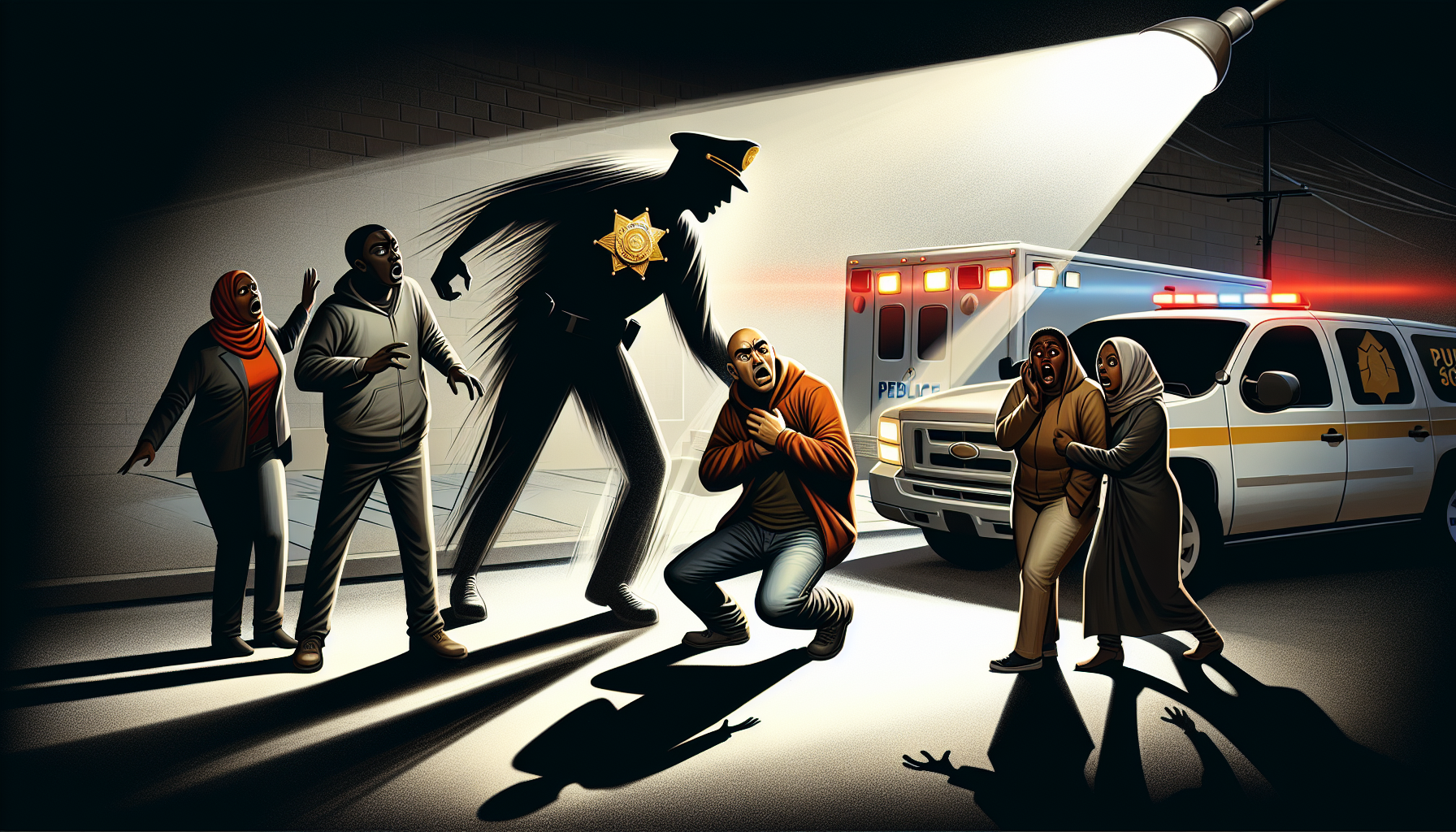 Illustration depicting assault on public servants