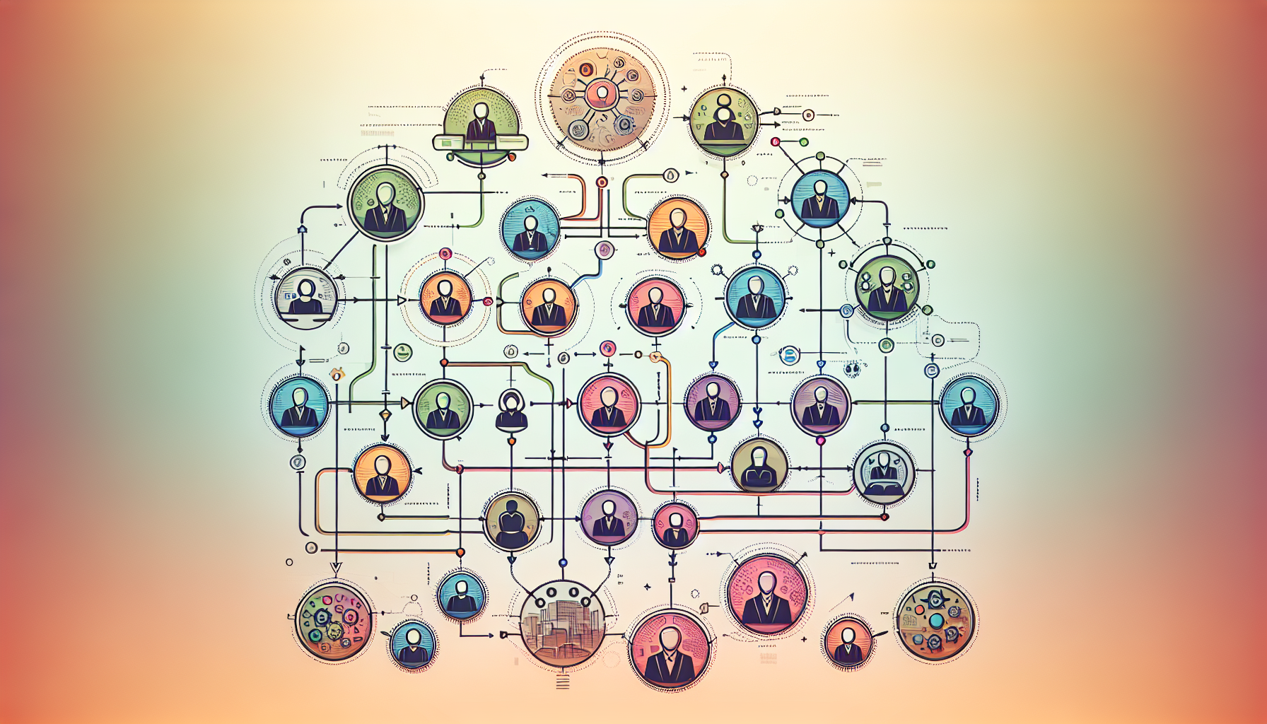 Graphic representation of the structure and roles within a change management office.