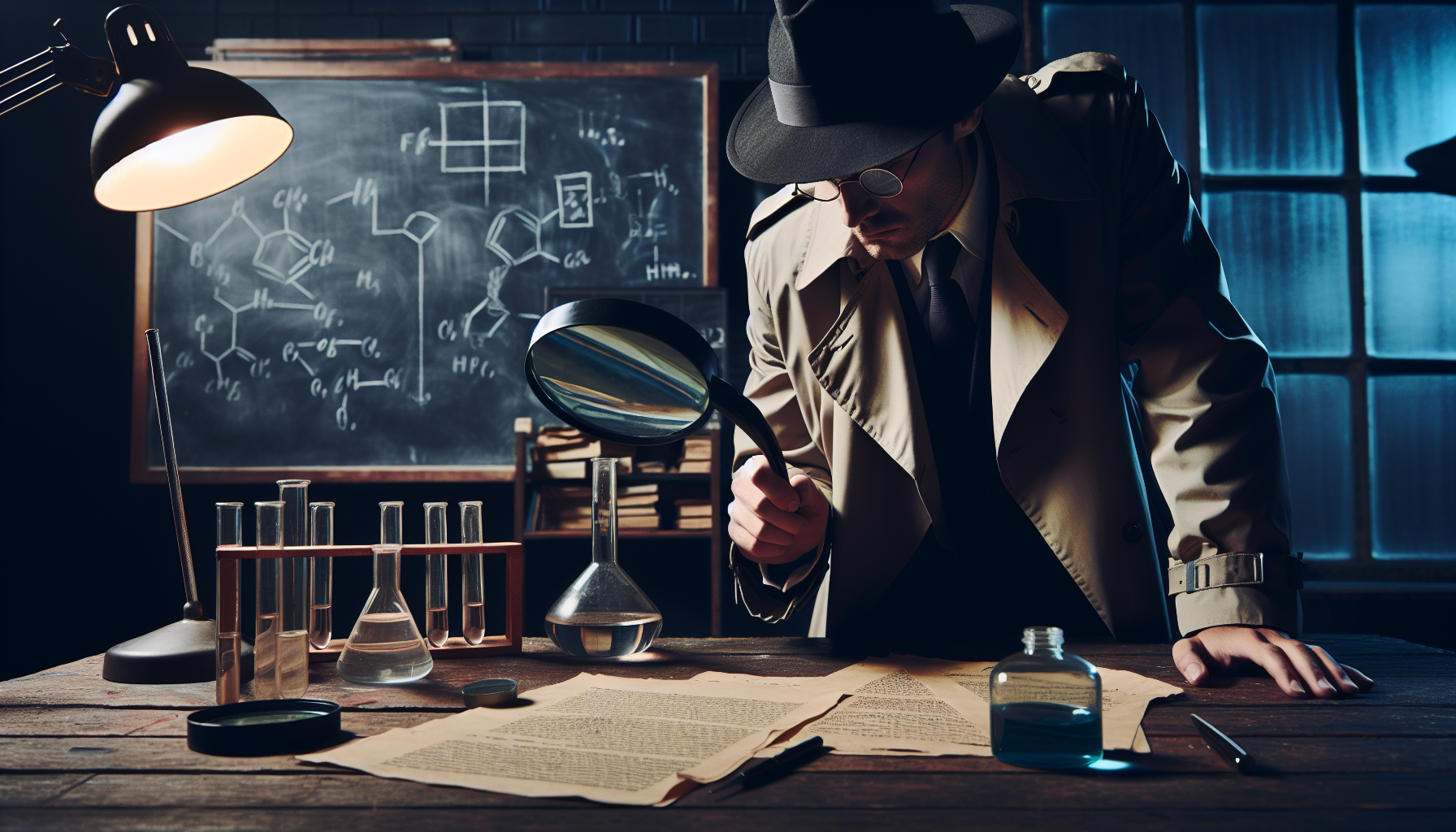 Private investigator examining evidence