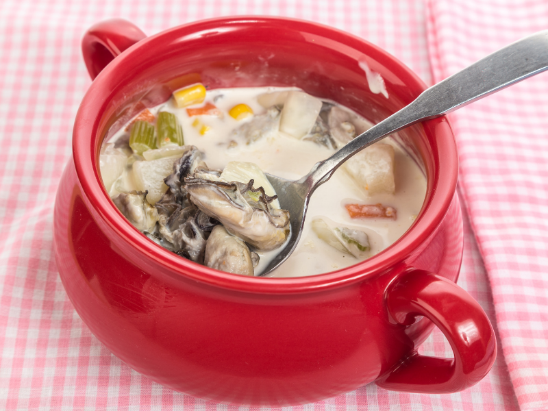 Image of a classic creamy oyster stew recipe.