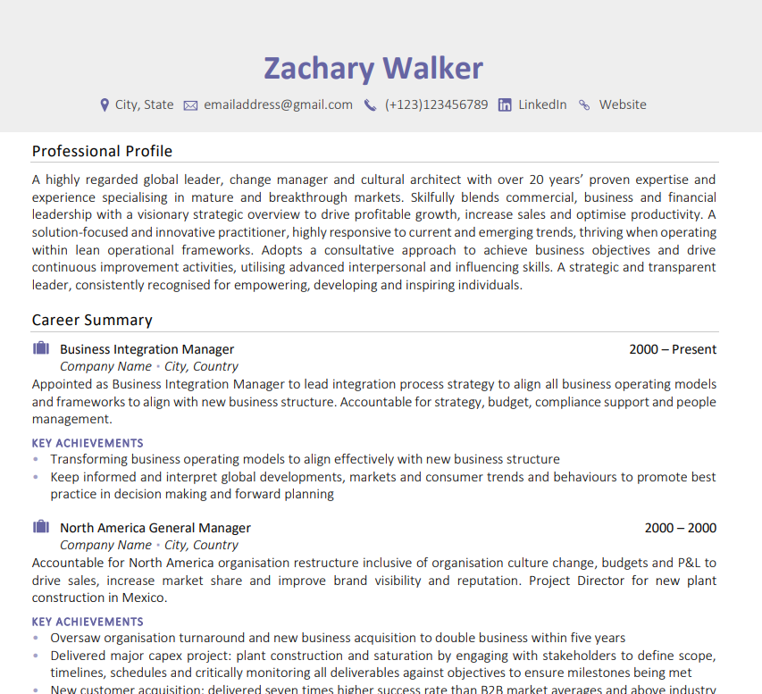 CV Layout Example