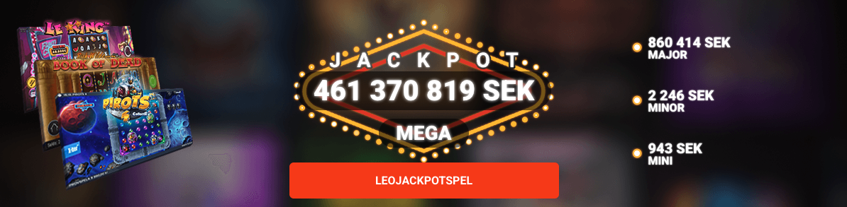 Jackpott casino hos LeoVegas med mega jackpott som växer mer och kan vinnas nästa gång