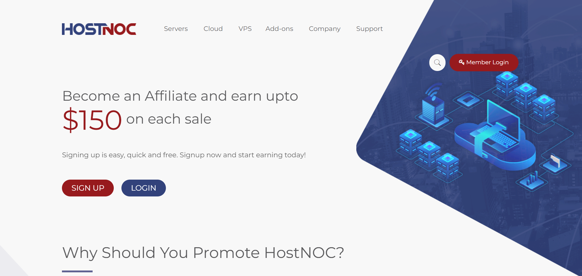 HostNoc Affiliate Program page