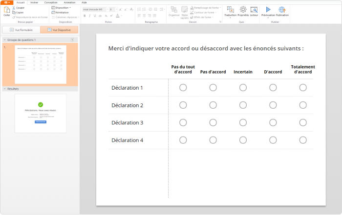 Programmer les réponses au questionnaire QVCT