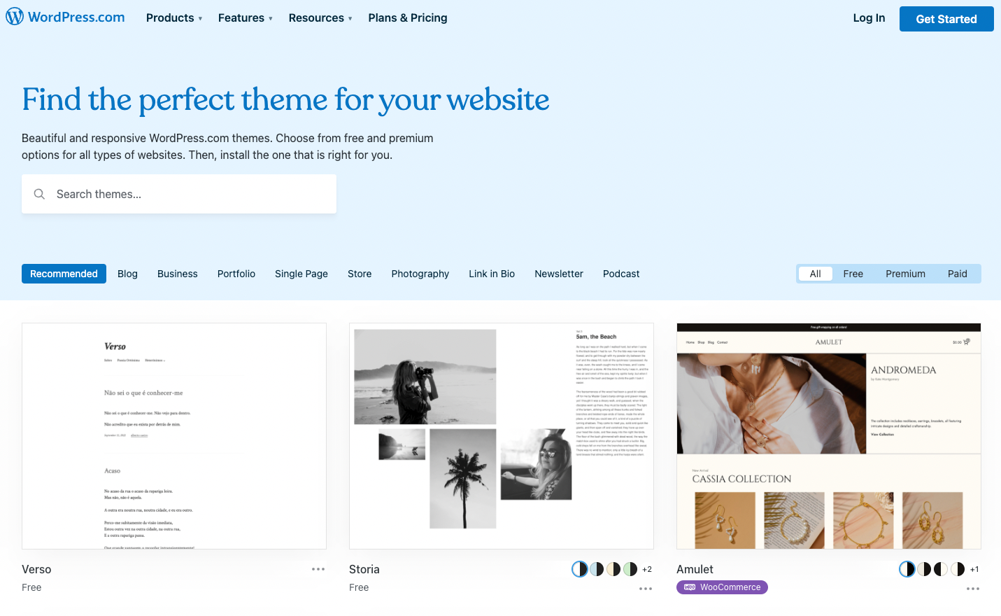 You can choose from free or paid themes.