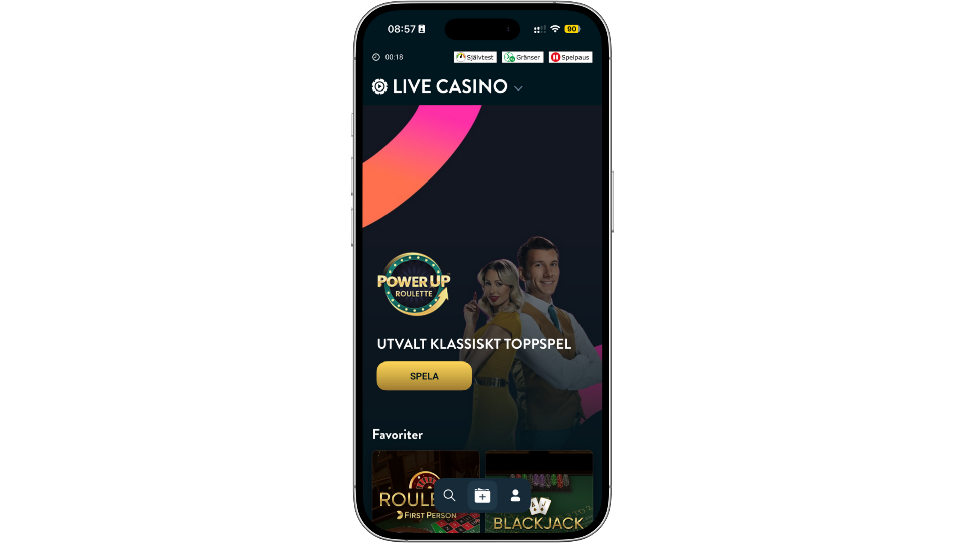 Golden Bull Live casino i mobilen