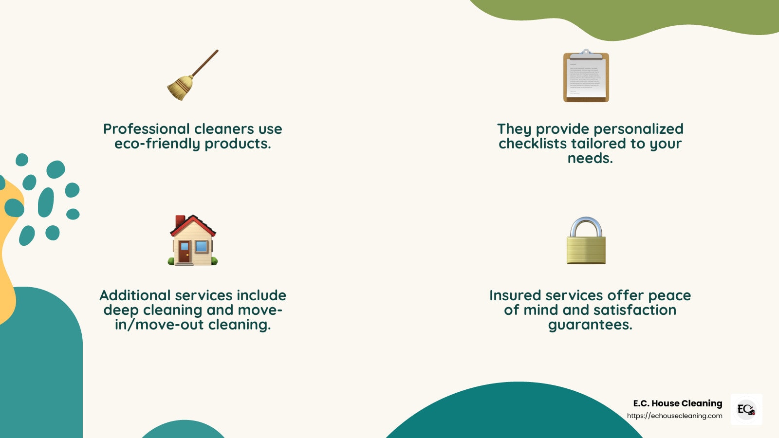 Satisfaction Guarantee - what does a house cleaner do infographic 